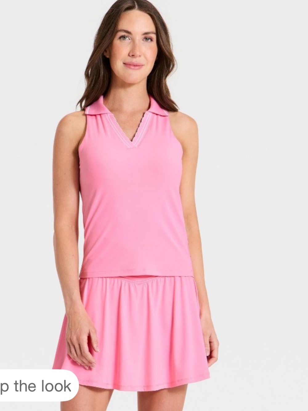 Sleeveless Pink Polo Tank & skort pink set